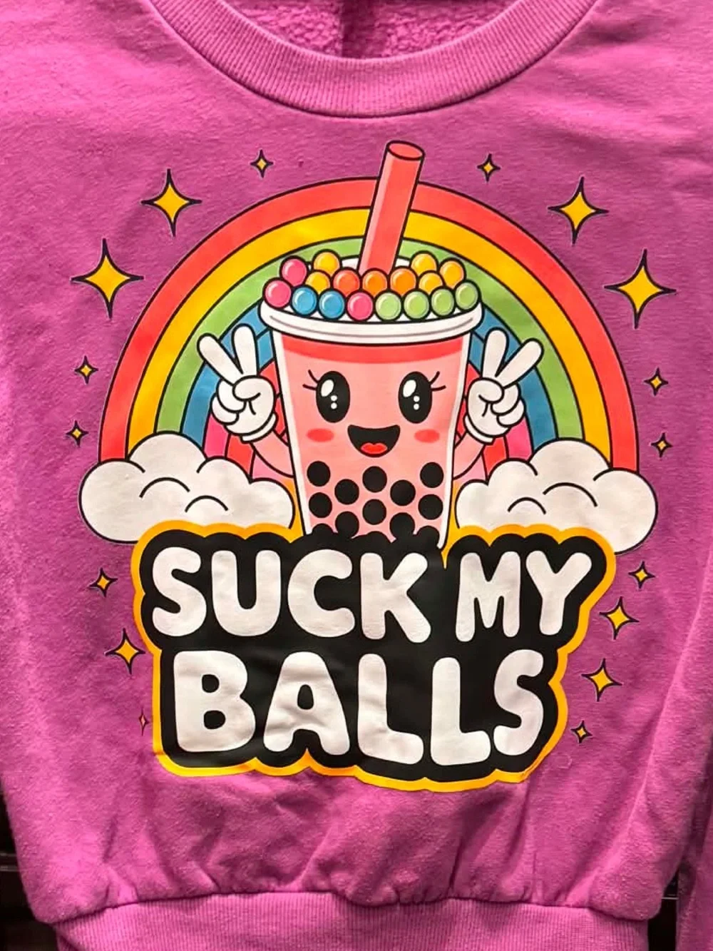 WILD FABLE Pink Graphic Sweatshirt "Suck My Balls" Bubble Tea Design SMALL - Picture 2 of 4